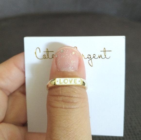 Cote d'Argent White Enamel "LOVE"❤️ Ring Sz 6 - Picture 6 of 16